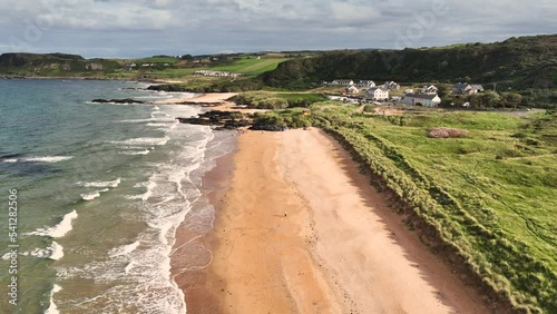 Aerial Video of Culdaff Sandy Beach Strand on the Co Donegal Coast Ireland  photo