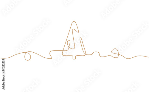 Chreestmas tree. One line drawing. Vector illustration.