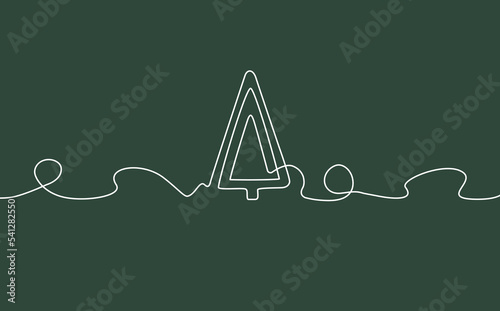 Chreestmas tree. One line drawing. Vector illustration.
