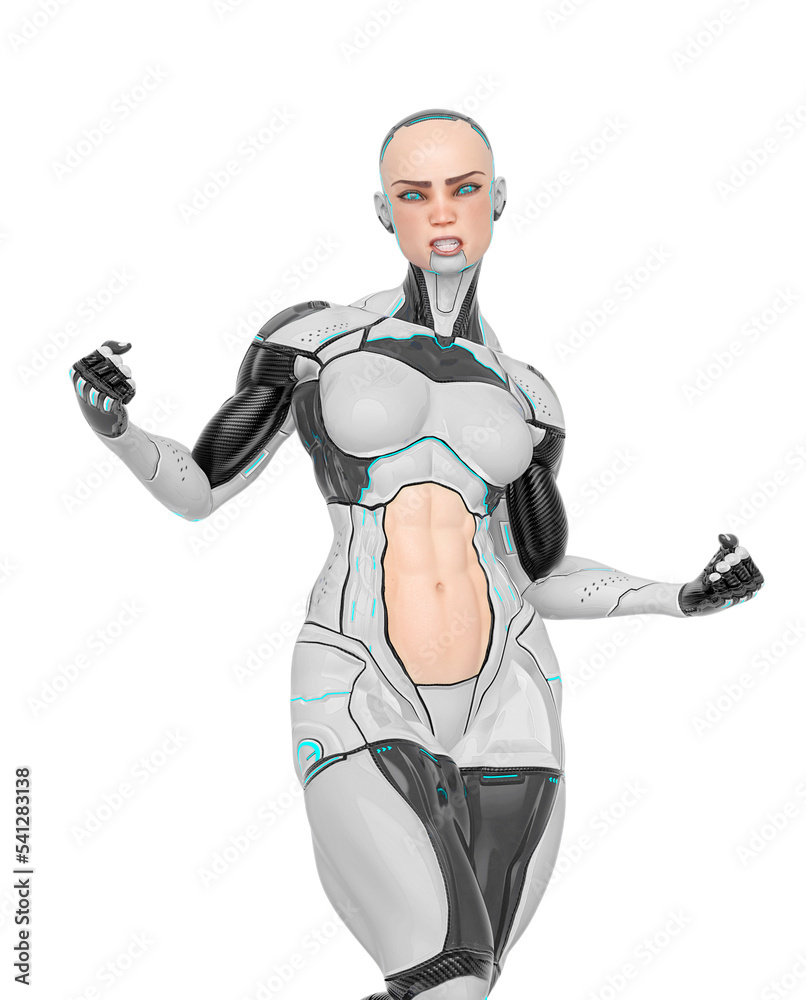 super cyborg girl is so strong with a ferocious face super cyborg girl is so strong with a ferocious face