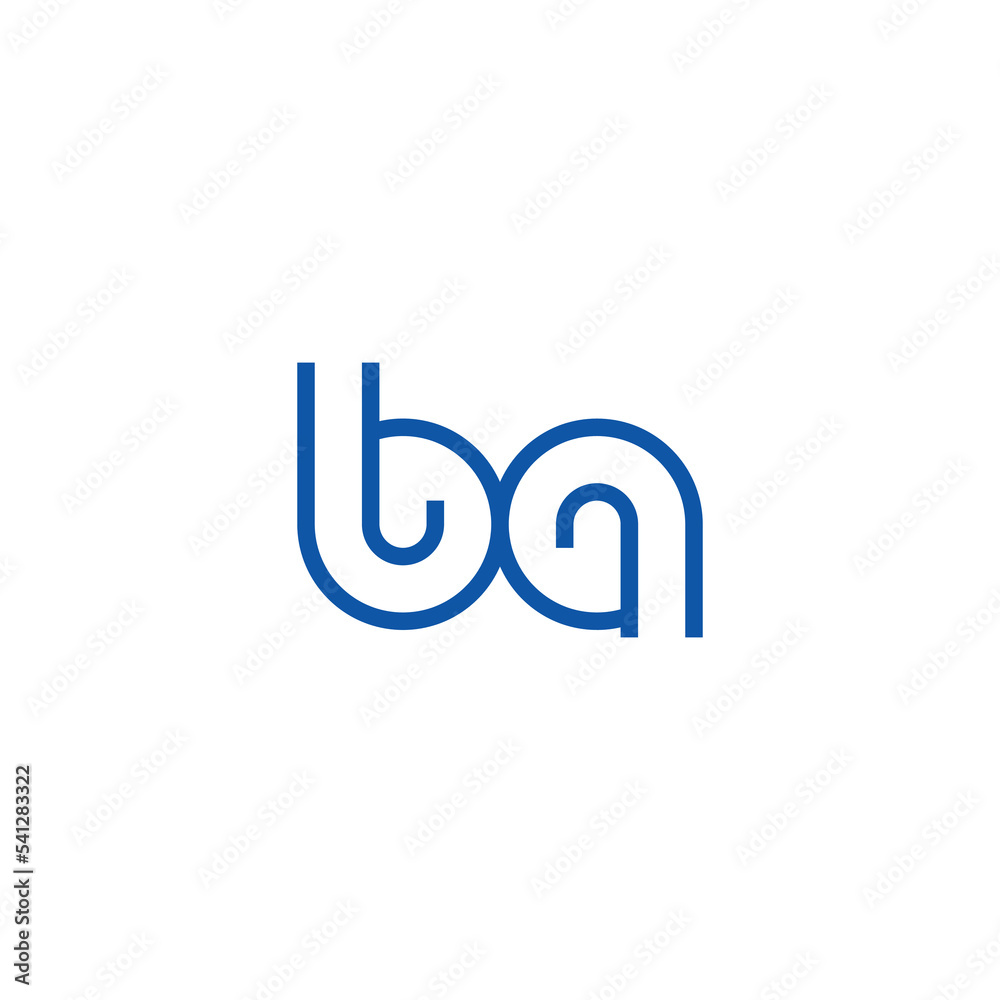 Letter BA Blue Line Logo Design
