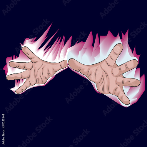 Hands on fire anime, anime power effect.