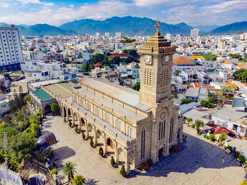 Catholic Cathedral. St. Mary's Cathedral in Nha Trang in Vietnam. Nha Trang Cathedral is a colonial–era building built in the 30s of the XX century. 
