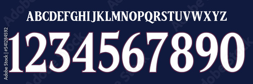 font vector team 2022 kit sport style font. football style font with lines and points inside. messi neymar jr. Paris font. sports style letters and numbers for soccer team photo