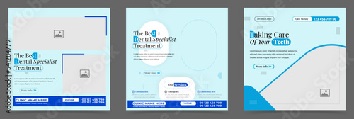 Dentist marketing social media post template square banners or healthcare flyer