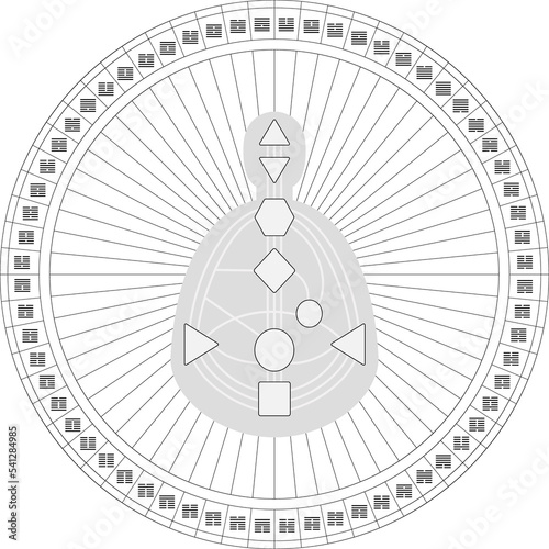 Human design mandala with bodygraph and hexagrams illustration photo