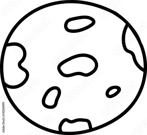 Moon shape with craters doodle illustration