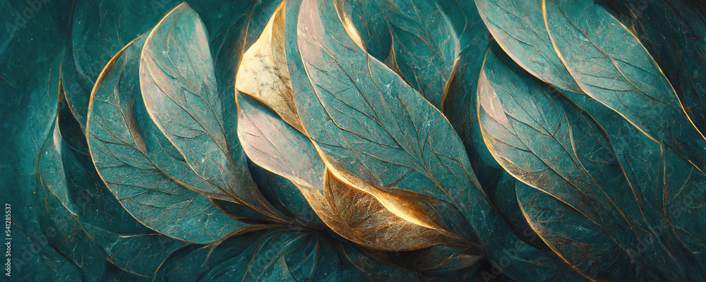Fototapeta Abstract quartzite stone organic nature leaves wallpaper background. 3d render illustration.