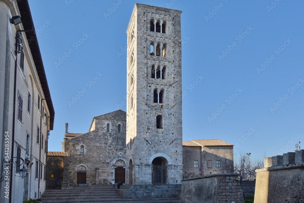 The square and the cathedral of Anagni, a medieval village in the Lazio region, Italy.
