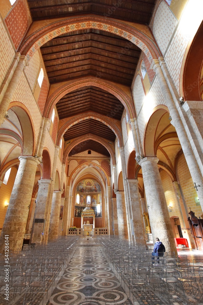 The interior of the cathedral of Anagni, a medieval village in the Lazio region, Italy.