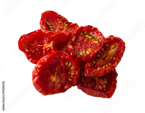 Sundried or dried tomato halves. Clipping paths, shadowless photo