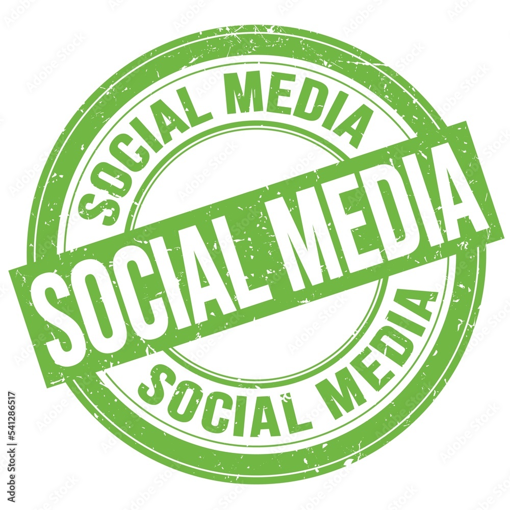 SOCIAL MEDIA text written on green round stamp sign SOCIAL MEDIA text written on green round stamp sign