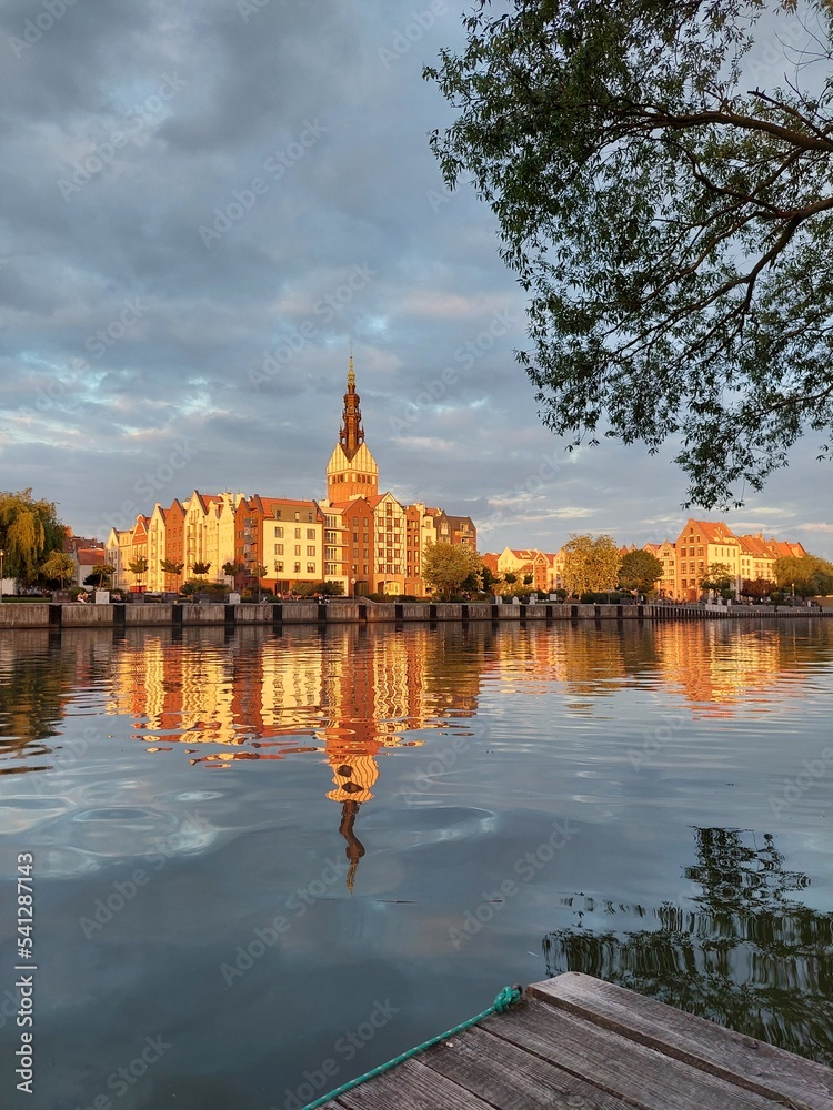 Naklejka premium Polish city of Elbląg on the banks of the canal