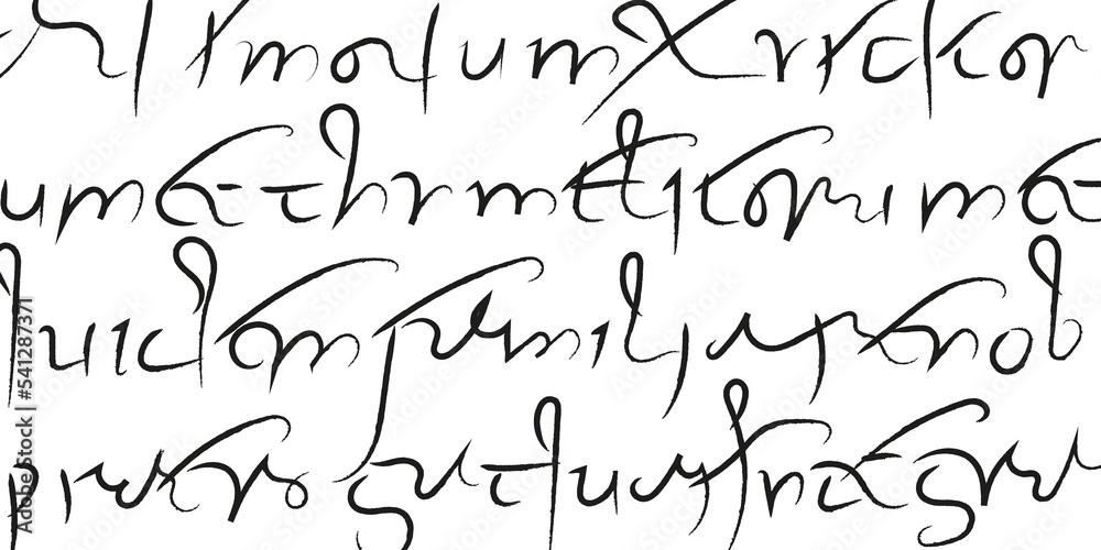 Phrases in Roman minuscule cursive. Elements of the handwriting of the 3rd century, which consisted of lowercase characters. A decrepit manuscript, unreadable text for design prints.