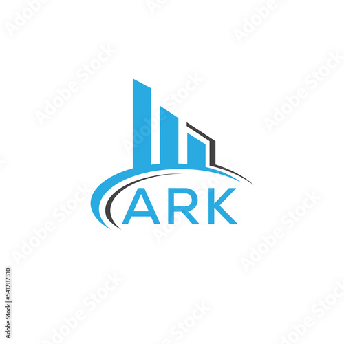 ARK letter logo. ARK blue image. ARK Monogram logo design for entrepreneur and business. ARK best icon.
