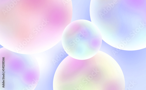 Abstract 3d art background. Holographic floating liquid blobs, soap bubbles, metaballs.