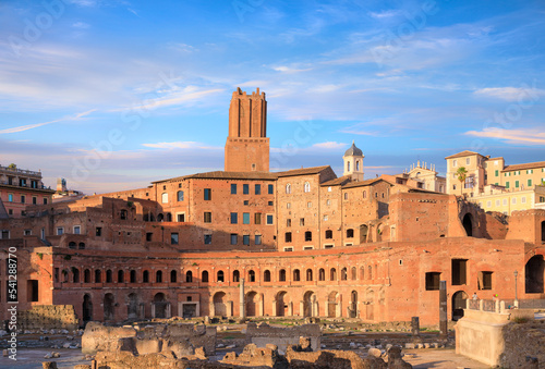 View of Trajan's Market (Mercati Traianei) from the Via dei Fori Imperiali in Rome, Italy. photo