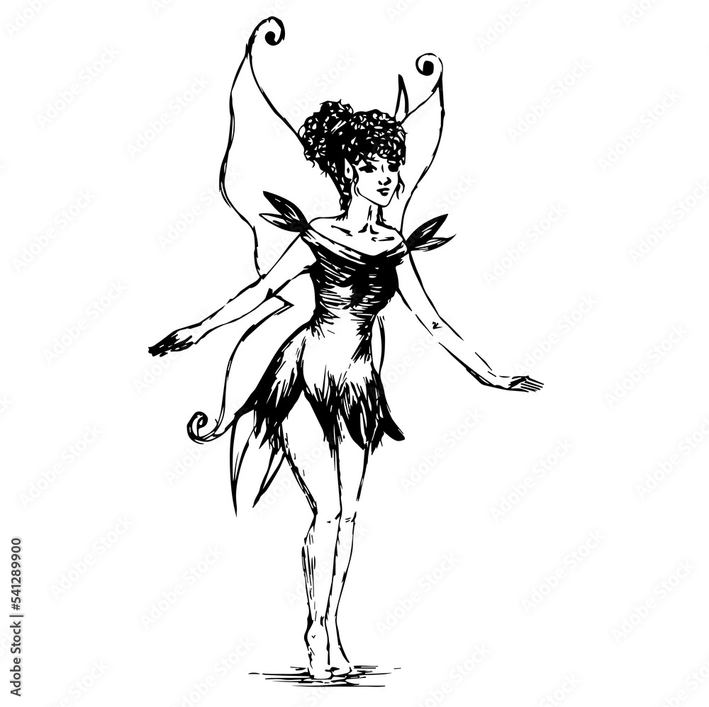 custom made wallpaper toronto digitalMagic fairy with wings. Doodle illustration of a magical creature