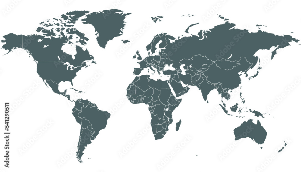 Obraz premium World map. Silhouette map. Color vector modern 