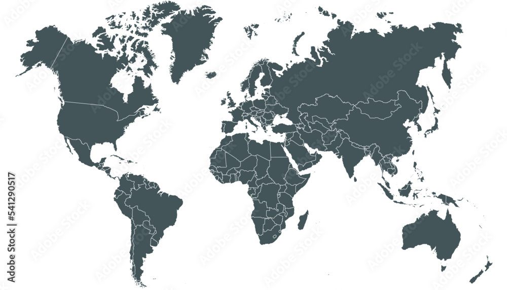 Fototapeta premium World map. Silhouette map. Color vector modern 