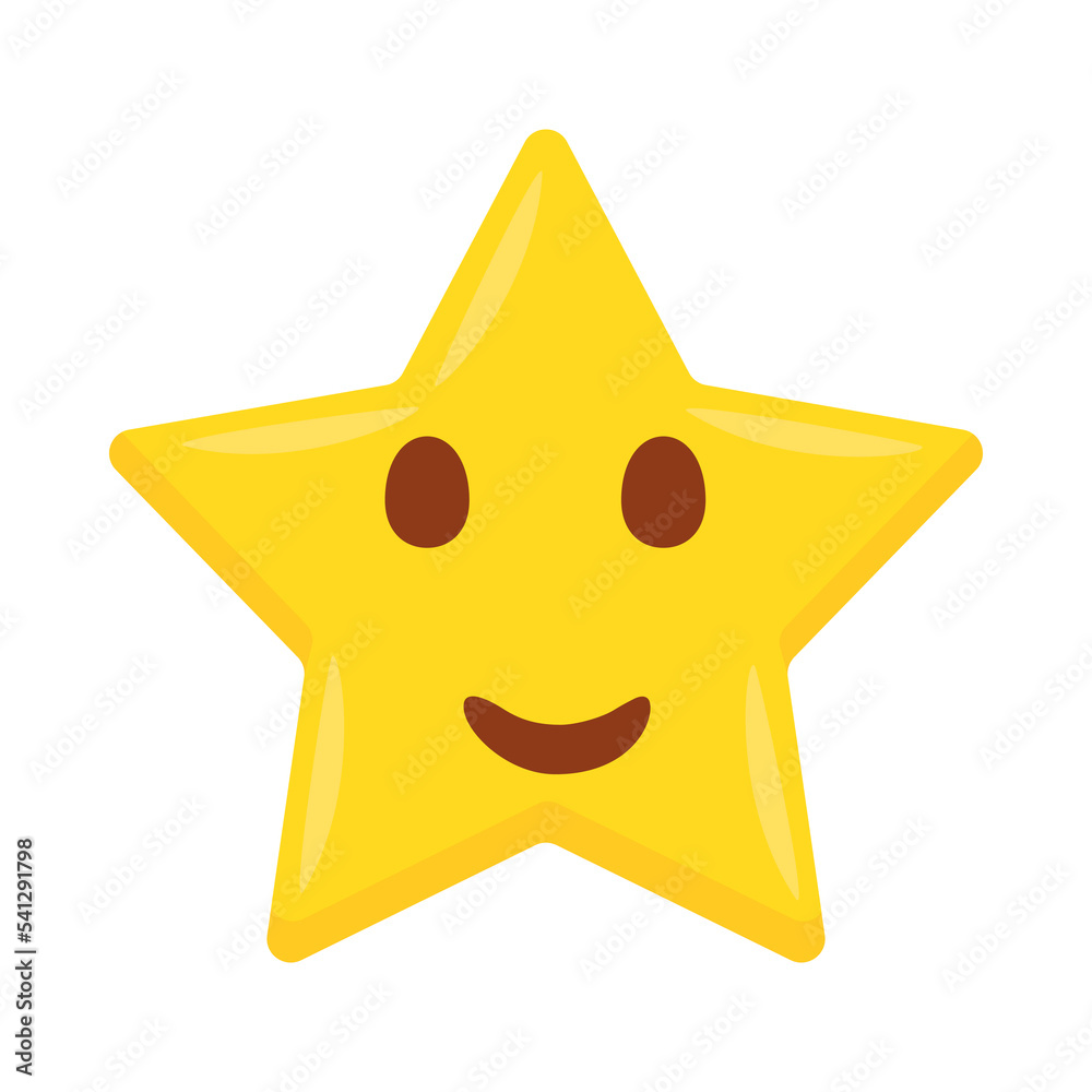 Star Face Sign Emoji Icon Illustration. Kawaii Vector Symbol Emoticon