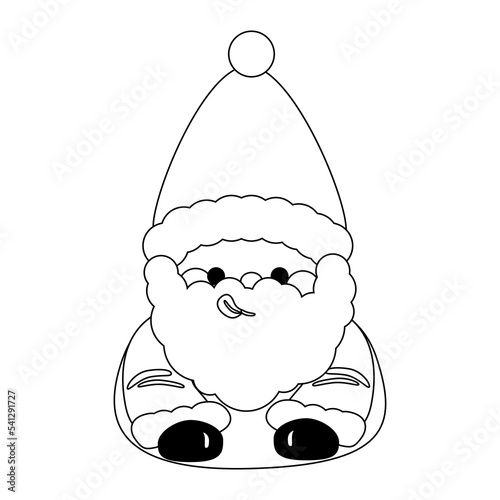 Cute humor Santa Claus tease, showing tongue. Isolated on white background, flat design, line art, EPS10 vector