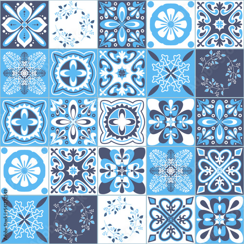 Azulejo majolica ceramic tile pattern, arabic style vector illustration for wall decoration