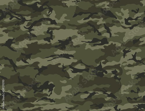 Army military camouflage pattern, seamless khaki background, vector classic disguise print