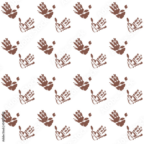 Palm print on white background, seamless pattern symbol of friendship and mutual assistance