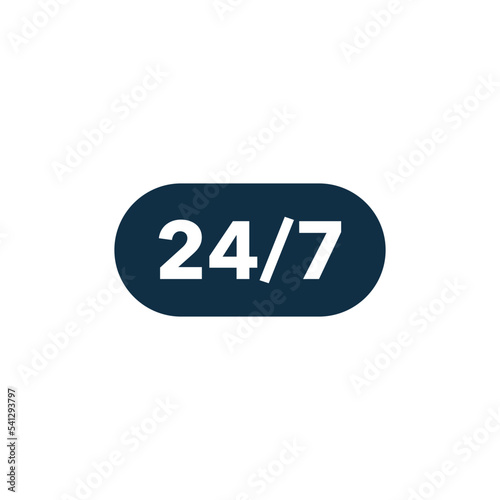 24/7 Sign Icon Vector Template