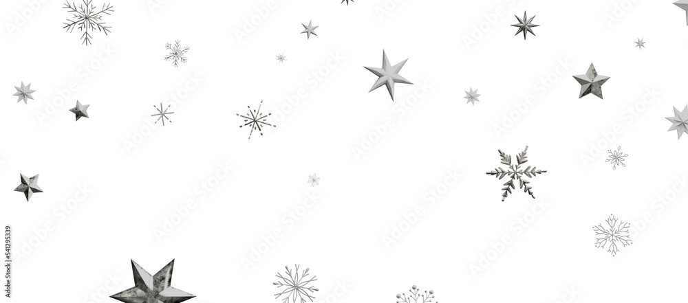 Snowflakes and bokeh lights on the blue Merry Christmas background. 3D render Snowflakes and bokeh lights on the blue Merry Christmas background. 3D render