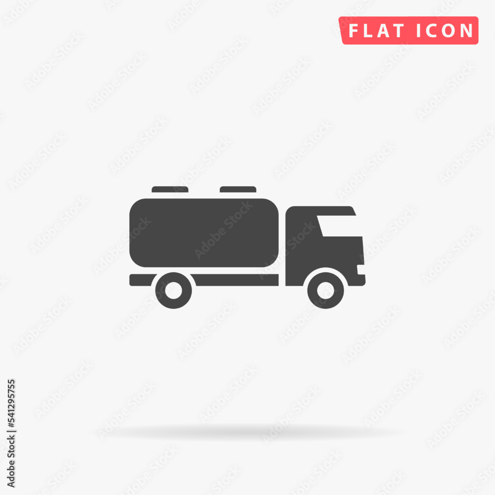 Tank truck flat vector icon. Hand drawn style design illustrations.