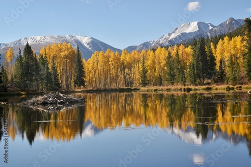 Autumn reflection on a mountain lake