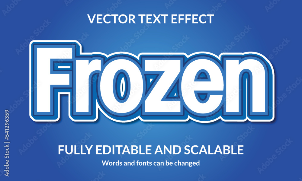 Frozen Editable 3D text style effect vector template.