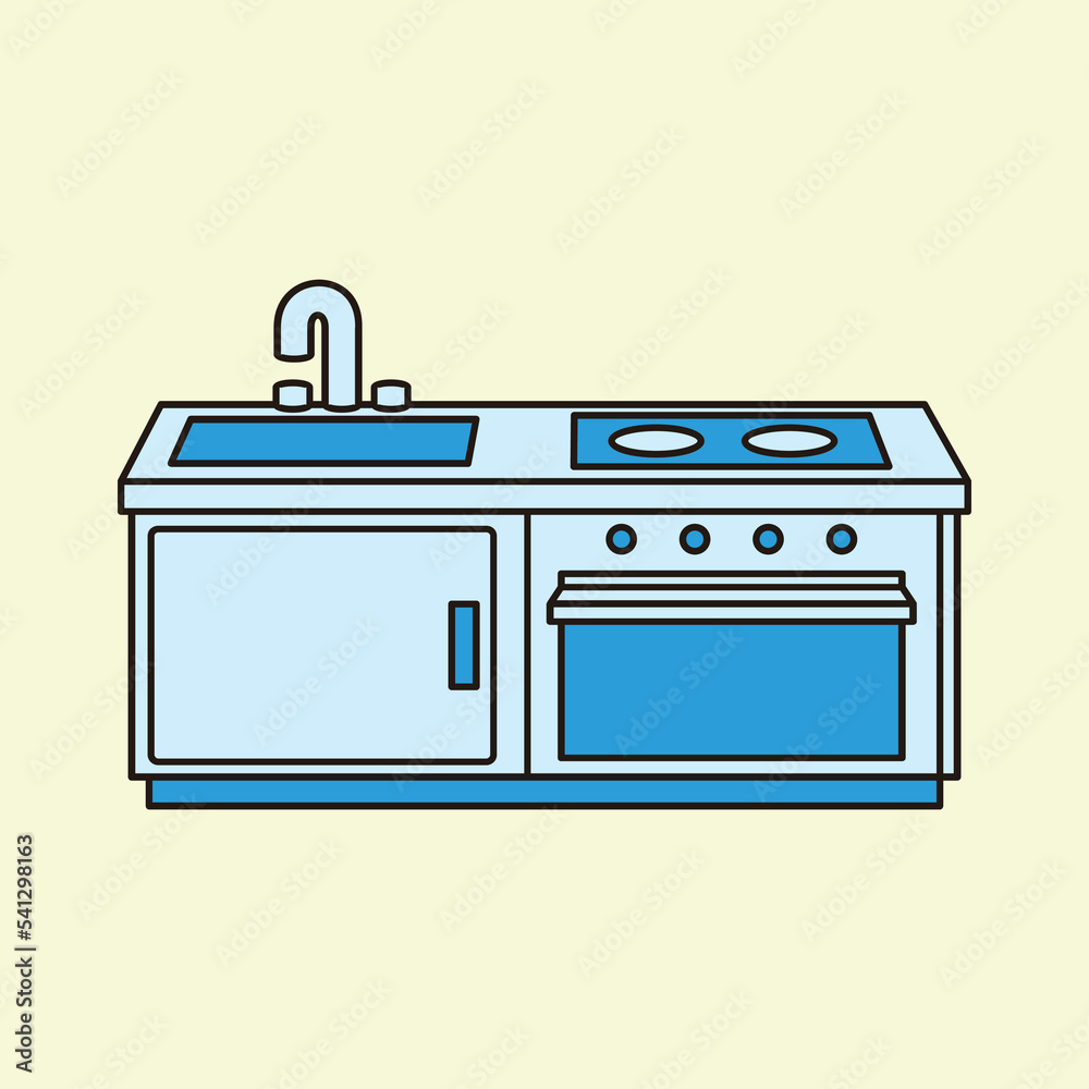 Kitchen cleaning flat icon. Home cleanup. Wiping stove and tables. Kitchen cleaning flat icon. Home cleanup. Wiping stove and tables.