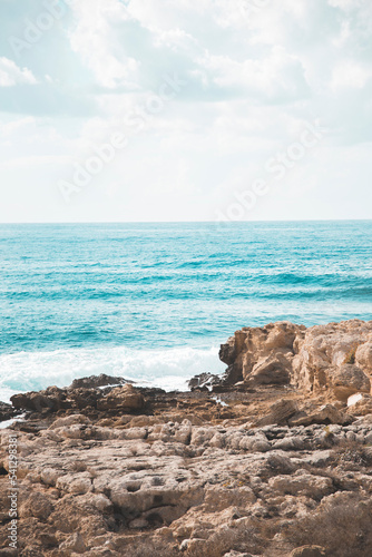 Ocean  sea with cliffs  waves in the sea  coastline  summertime  beach landscape