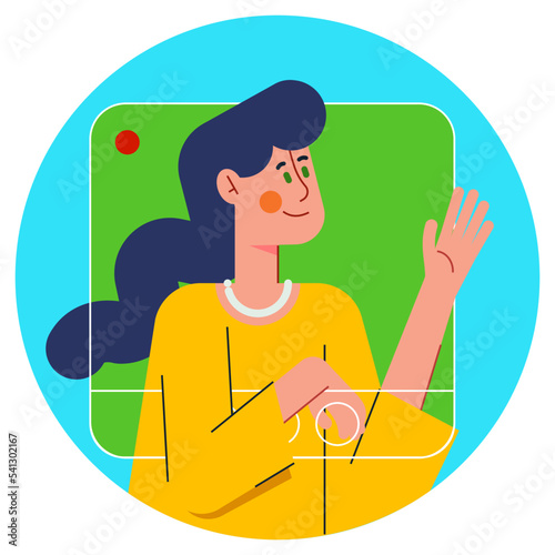 Happy Girls videochat. Female Characters collection. Flat Cartoon Vector Illustration.