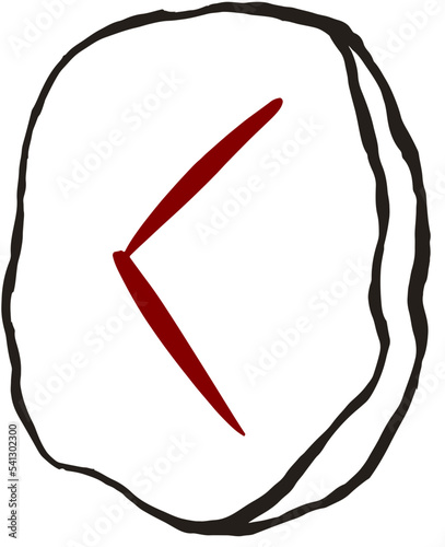 Drawn runes in line art style kenaz stone rune vector 