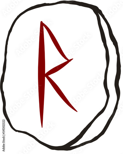 Drawn runes in line art style raidho stone rune vector  photo