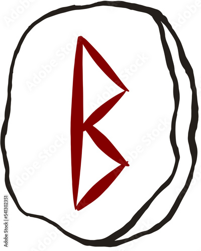 Drawn runes in line art style berkano stone rune vector 