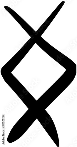 Drawn runes single letter in vector ingwaz painted rune