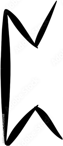 Drawn runes single letter in vector perthro painted rune