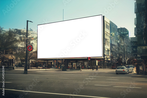 Mockup billboard, blank billboard located in the city. Located above the ground. Frame canvas 