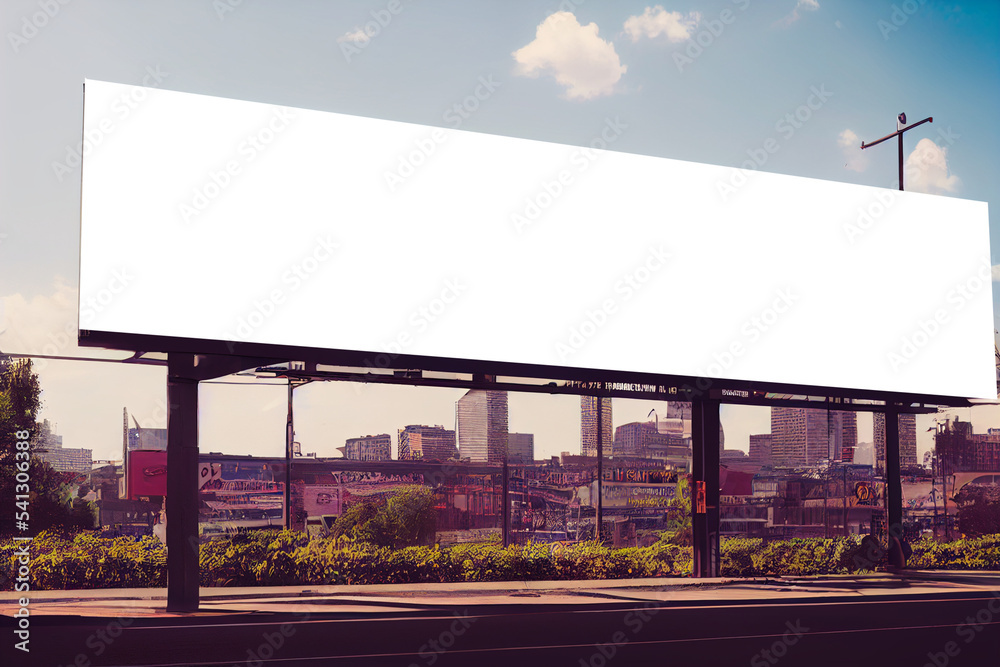 Mockup billboard, blank billboard located in the city. Located above the ground. Frame canvas Mockup billboard, blank billboard located in the city. Located above the ground. Frame canvas