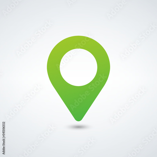 Green GPS navigator pin lication marker, travel road navigation. Stock vector illustration isolated on white background.