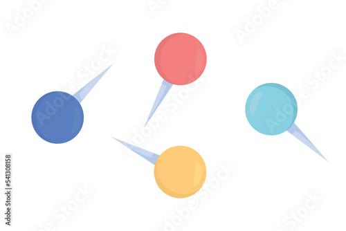 Tacks with round heads semi flat color vector objects set. Editable elements. Full sized items on white. Simple cartoon style illustrations collection for web graphic design and animation