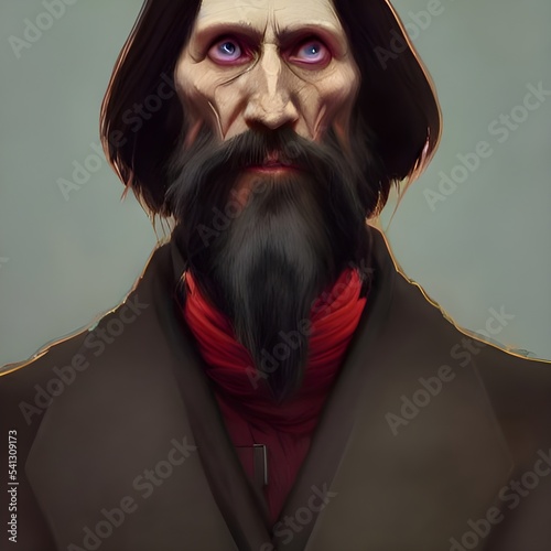 Portrait of Rasputin, Russian sorcerer. High quality illustration photo