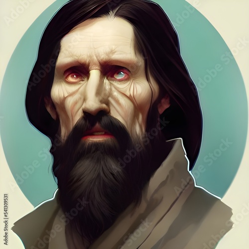 Portrait of Rasputin, Russian sorcerer. High quality illustration photo