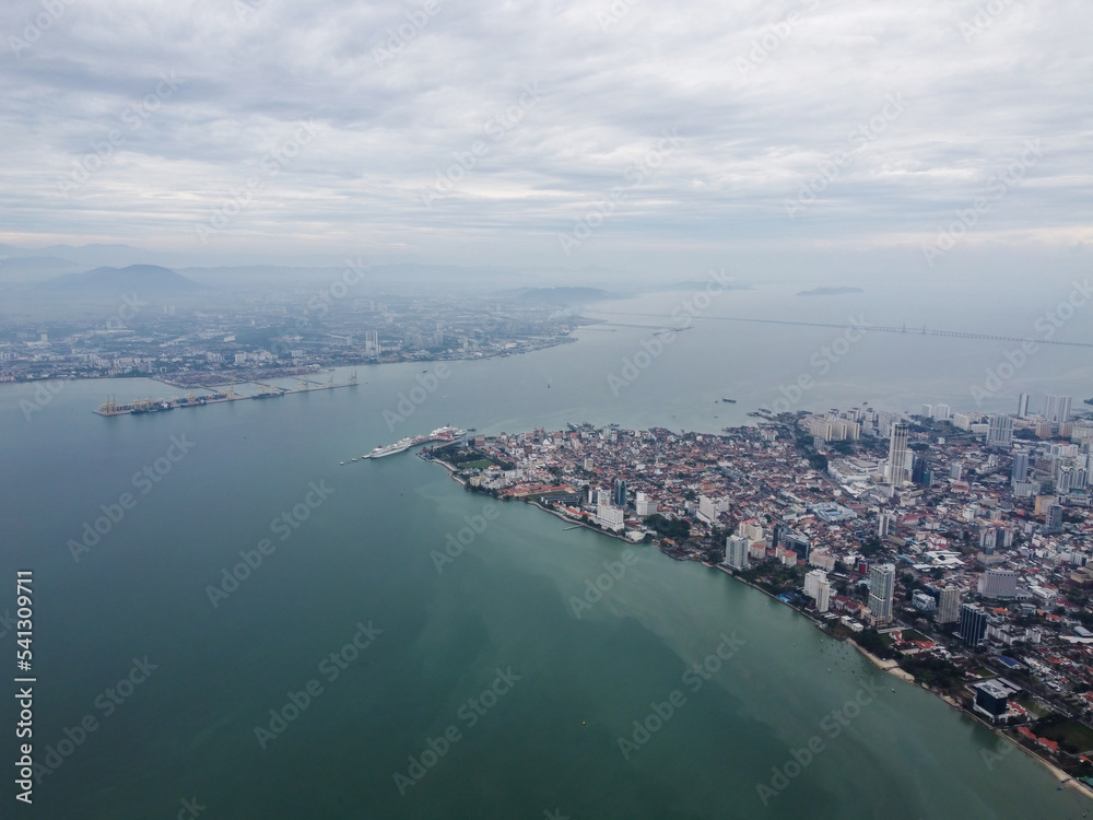 Drone shot of Penang Island