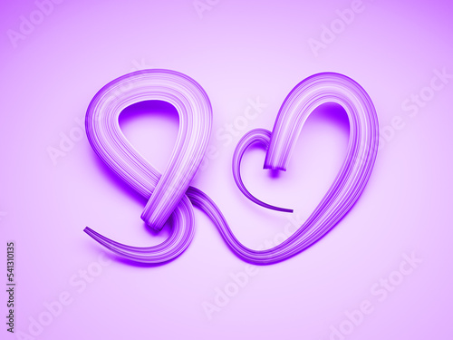 Pancreatic Cancer Awareness Month. Purple Color Ribbon making heart shape Isolated Background 3d illustration